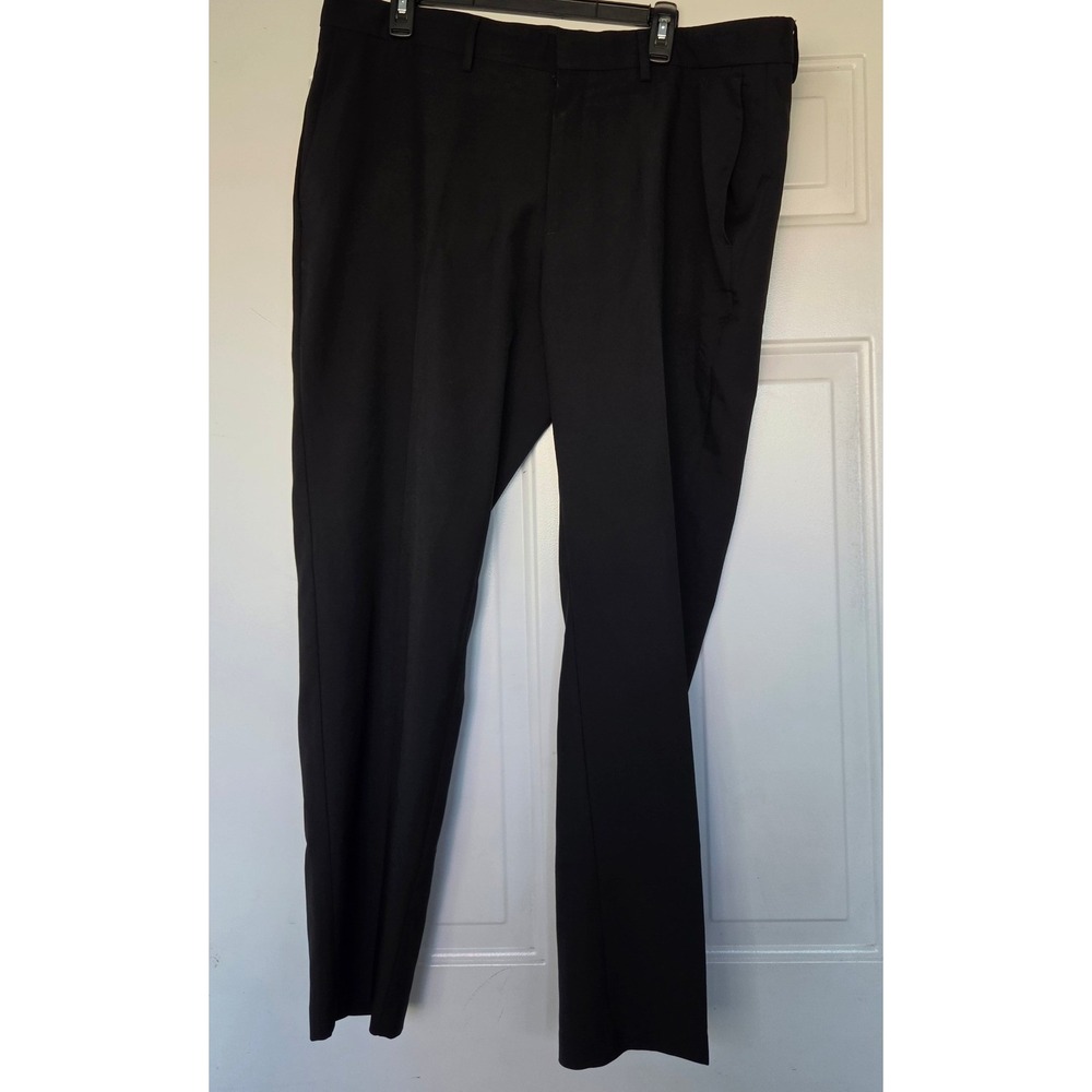 Haggar Mens Straight Fit Dress Pants Black Flat Front Trousers 40x30